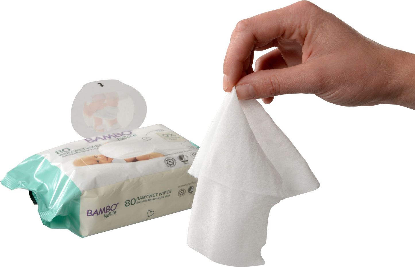 Bambo Nature - Lingettes imprégnées pour bébé (x80) - Carton de 12 sachets