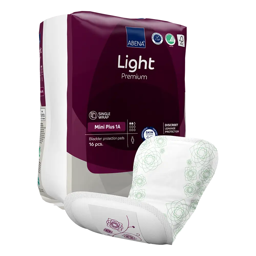 Abena - Protection urinaire anatomique Light Mini Plus 1A, Premium - Sachet de 16 pièces
