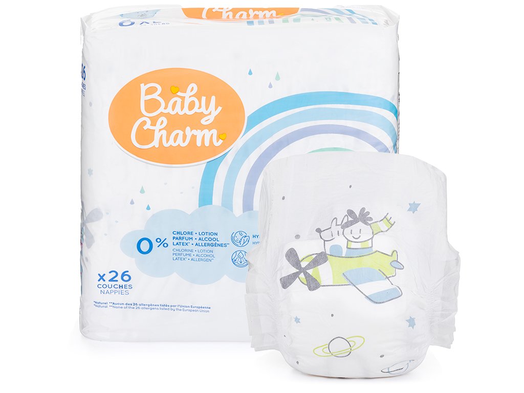 BabyCharm - Couche Bébé Taille 6 XL (13-18kg) - Sachet de 26 pièces