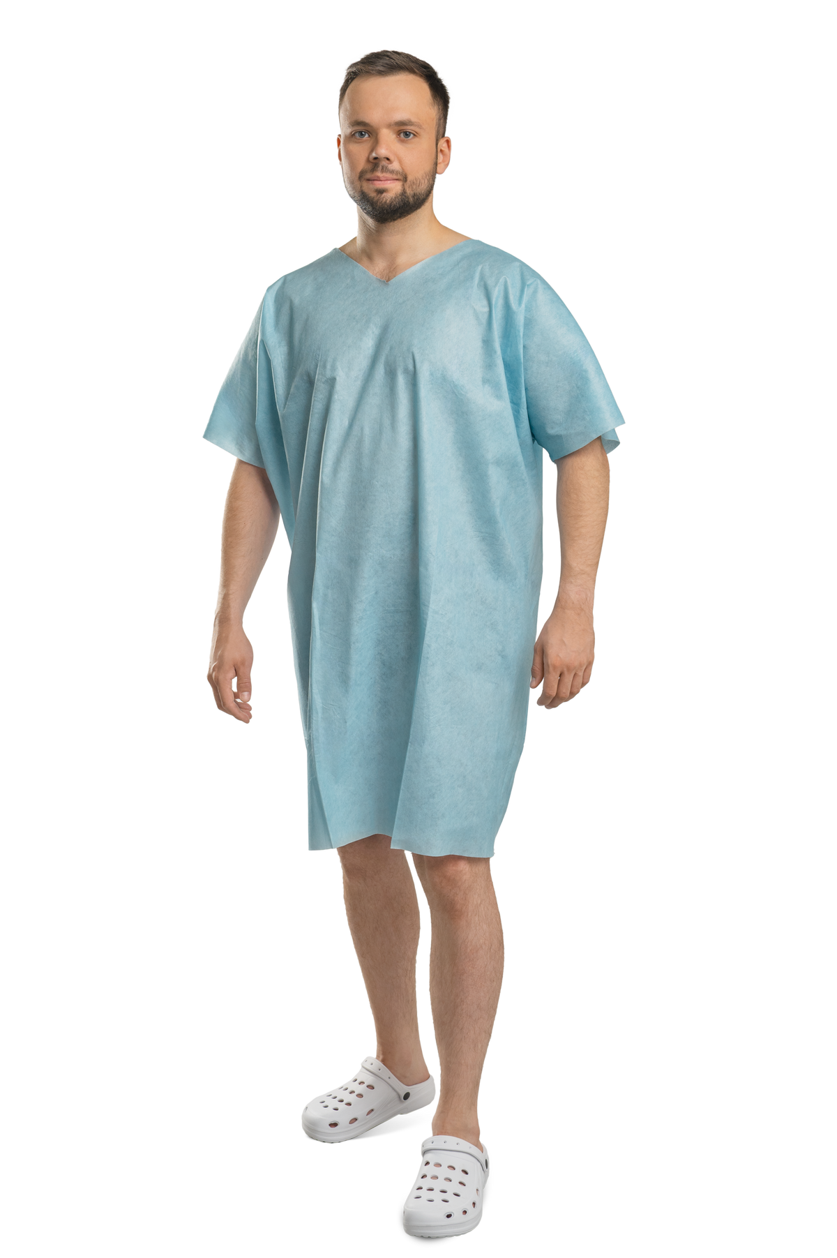 Zarys previoMedical - Blouse patient pour salle d'opération, col en V, non stérile - Carton de 10 conditionnements de 10