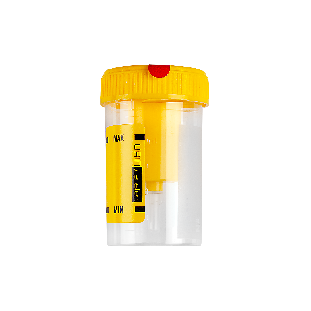 Pots à urine 60 ml avec étiquette en papier avec système d’aspiration pour tubes sous vide