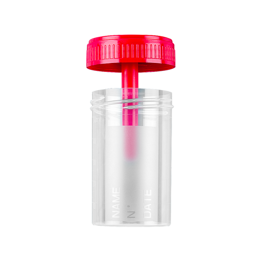 Pots pour selles avec surface d’écriture avec bouchon à vis séparé 60 ml- Carton de 500 pièces