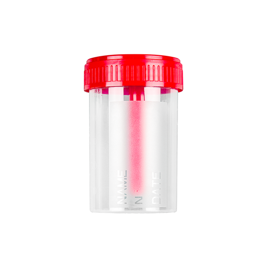 Pots pour selles avec surface d’écriture avec bouchon à vis 60 ml