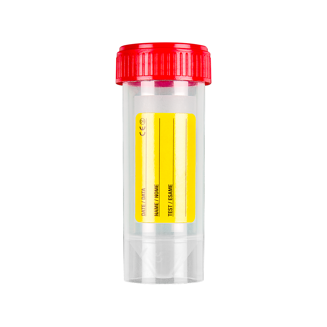 Pots à urine 30 ml avec étiquette en papier avec bouchon à vis - 1 carton
