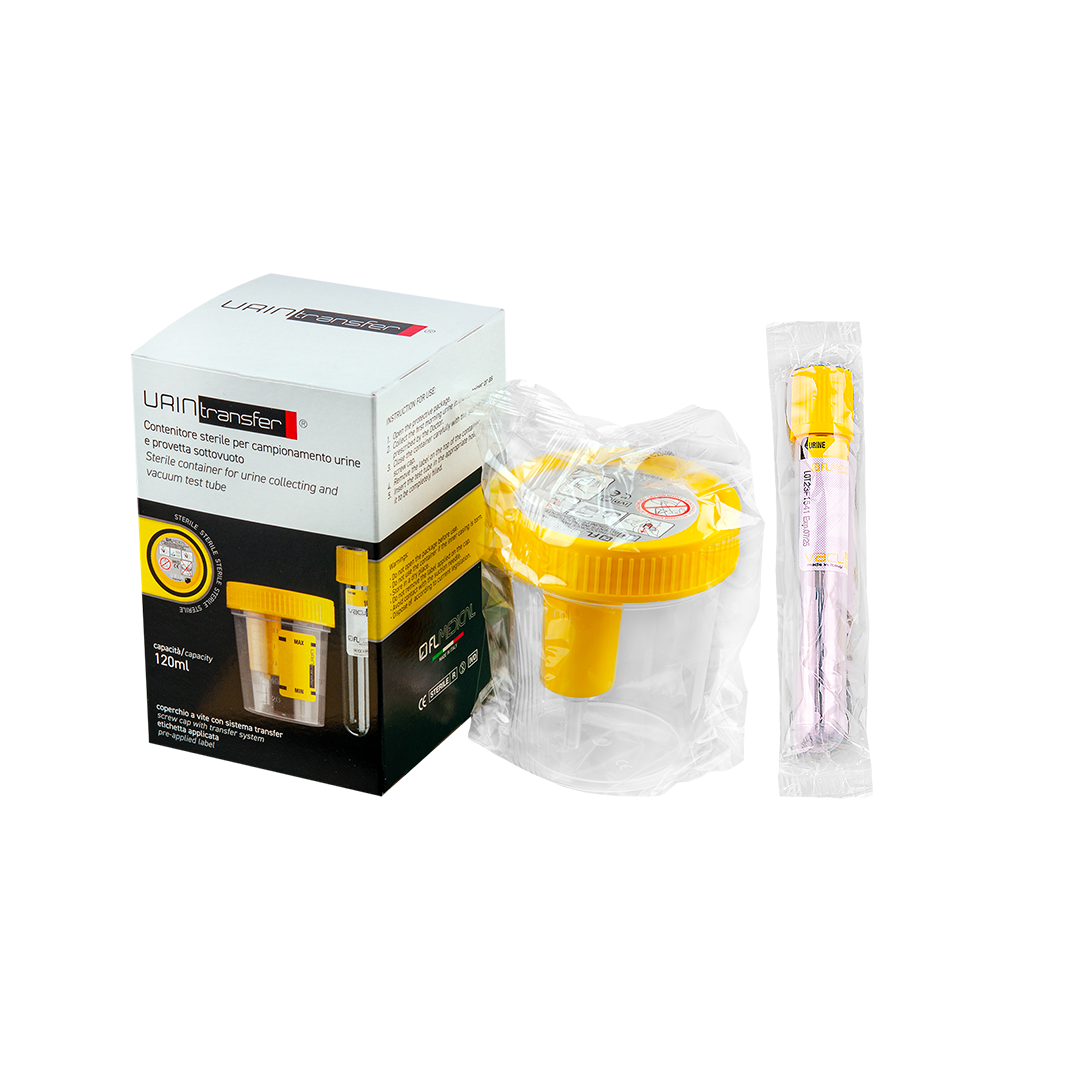 Kit contenant un pot à urine + tube sous vide x 10 ml d'urine - Emballé individuellement - Carton de 100 pièces