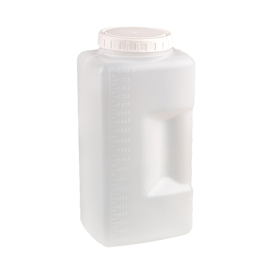 Conteneur carré pour urine de 24 h avec poignée ergonomique  2000 ml  avec bouchon - Carton de 54 pièces