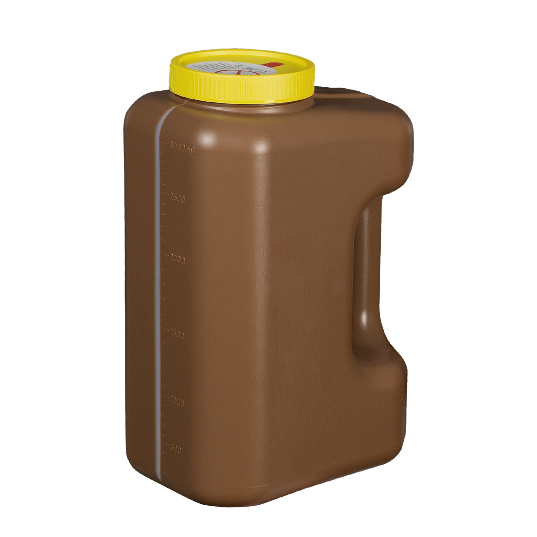 Flacon carré pour urine 24H avec poignée ergonomique – 3000 ml - Carton de 30 pièces