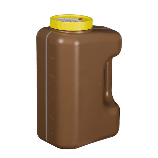 Flacon carré pour urine 24H avec poignée ergonomique – 3000 ml - Carton de 30 pièces