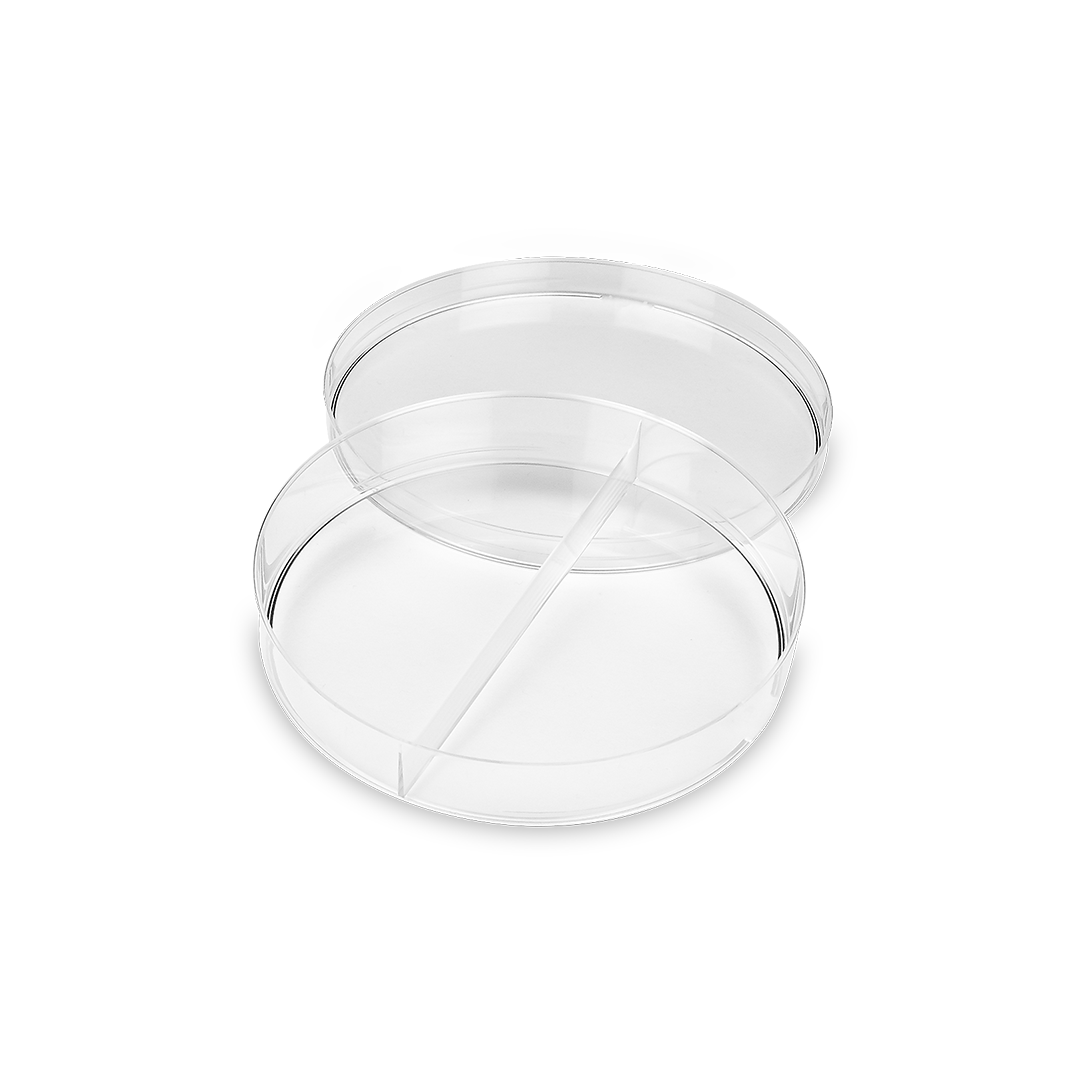 Boîte de Petri triple ergots ø 90 mm à 2 secteurs - Carton de 480 pièces