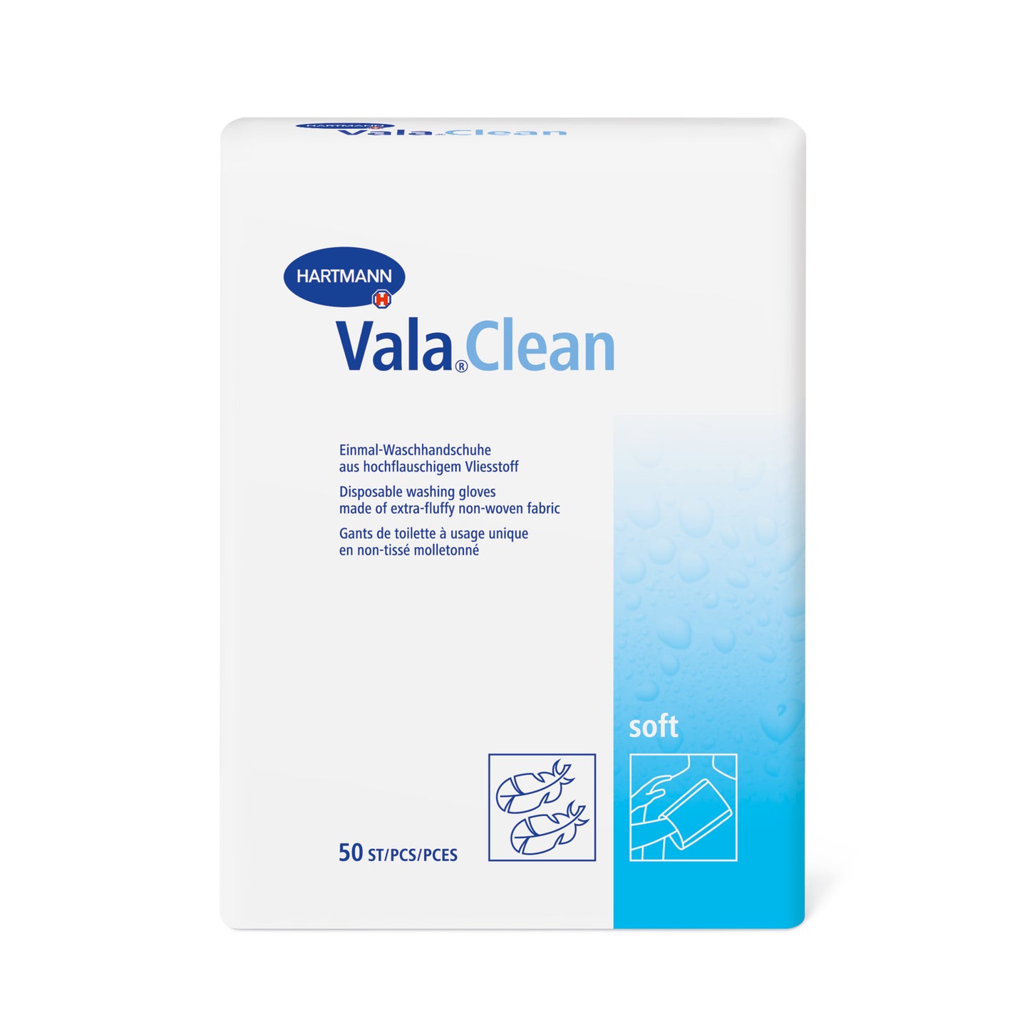 HARTMANN - Valaclean soft - Gants de toilette en voile de cellulose non-tissé - Boite de 50 pièces