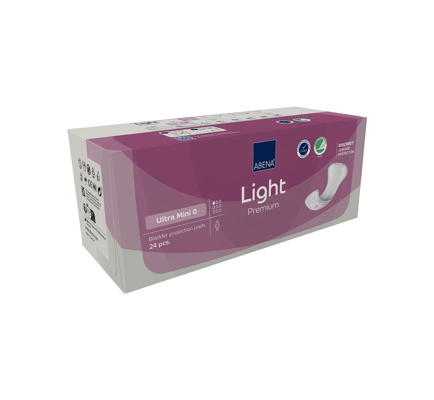 Abena - Protection urinaire anatomique Light Ultra mini 0, Premium - Boite de 24 pièces