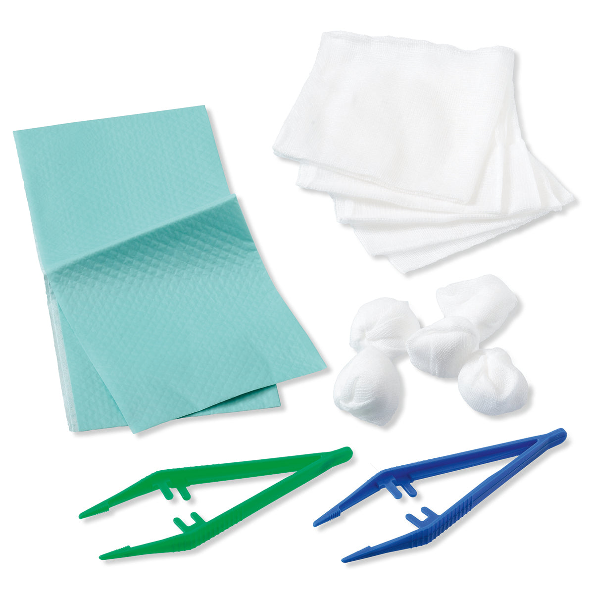 HARTMANN - Set de pansement N°1 avec pinces anatomiques, tampons, compresses, champ stérile et étiquette de traçabilité - 1 set