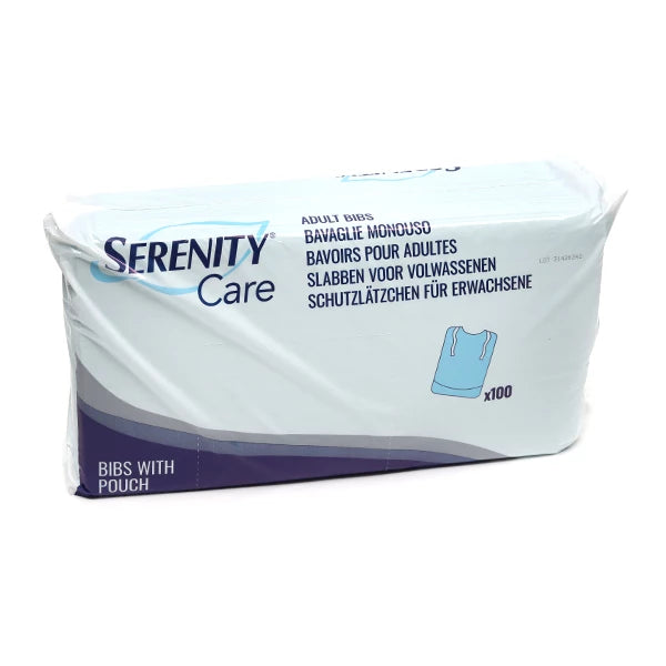 Ontex - Bavoir jetable Adulte à poche Serenity Care - Sachet de 100 pièces