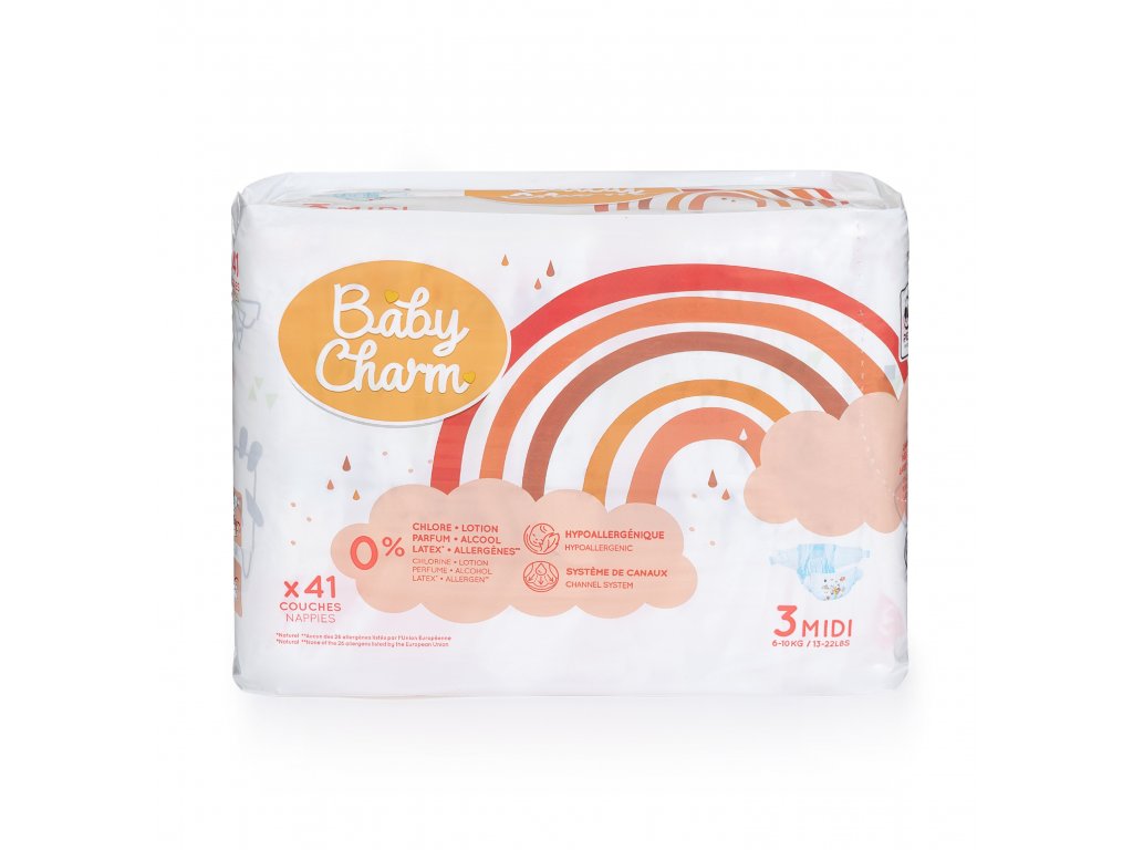 BabyCharm - Couche Bébé Taille 3 Midi (6-10kg) - Sachet de 41 pièces