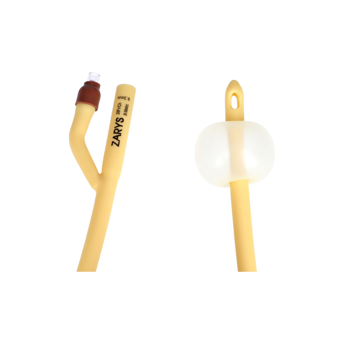 Zarys Cathéter de Foley bidirectionnel avec valve en plastique (latex enduit de silicone), stérile, sans phtalates, ballon CH 28 30ml - Boîte de 10 unités