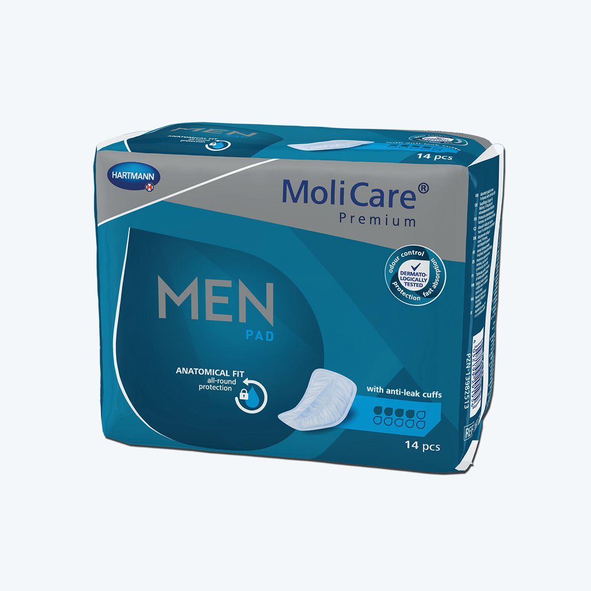 HARTMANN - MoliCare Premium Men Pad - Protection urinaire pour homme 4 gouttes - Sachet de 14 pièces