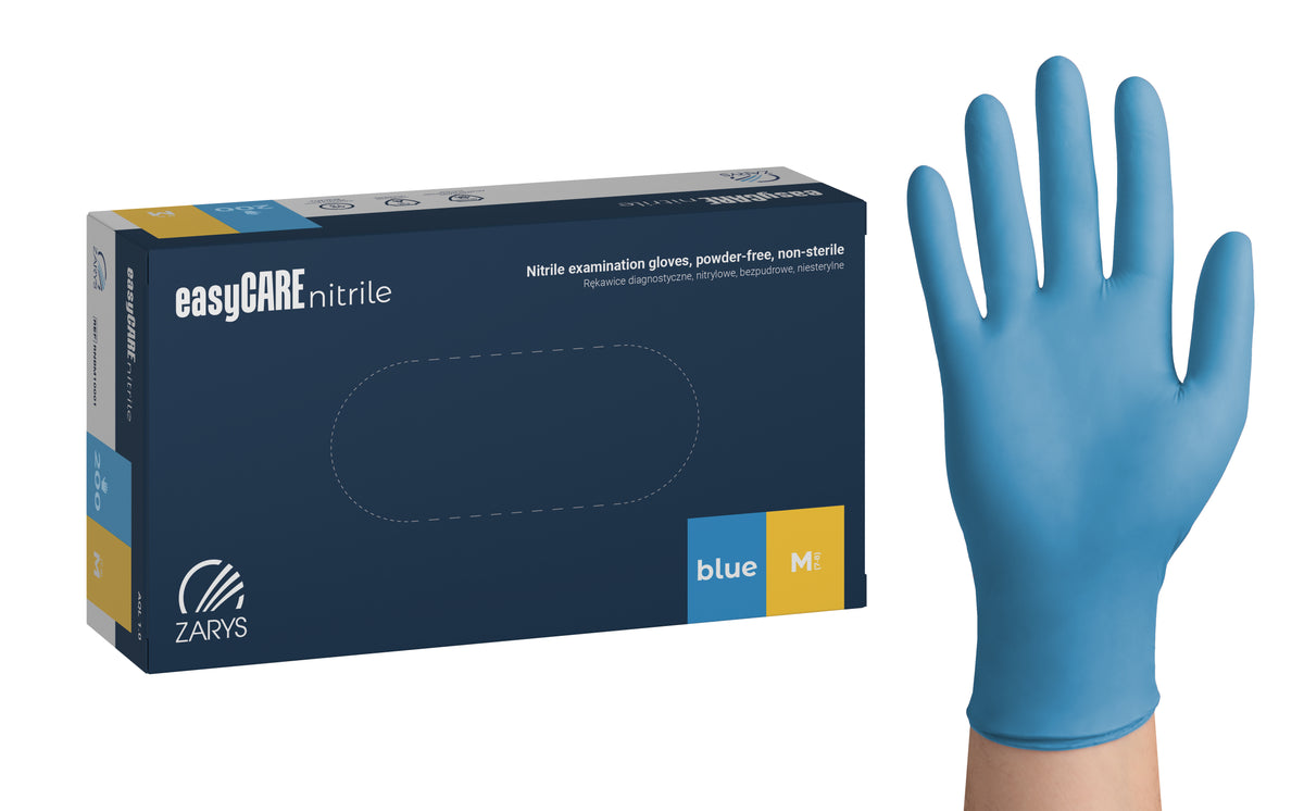 Zarys easyCARE nitrile - Nitrile gants d'examen, non poudrés, non stériles taille : M - A200 bleu - Carton de 10 boîtes de 200