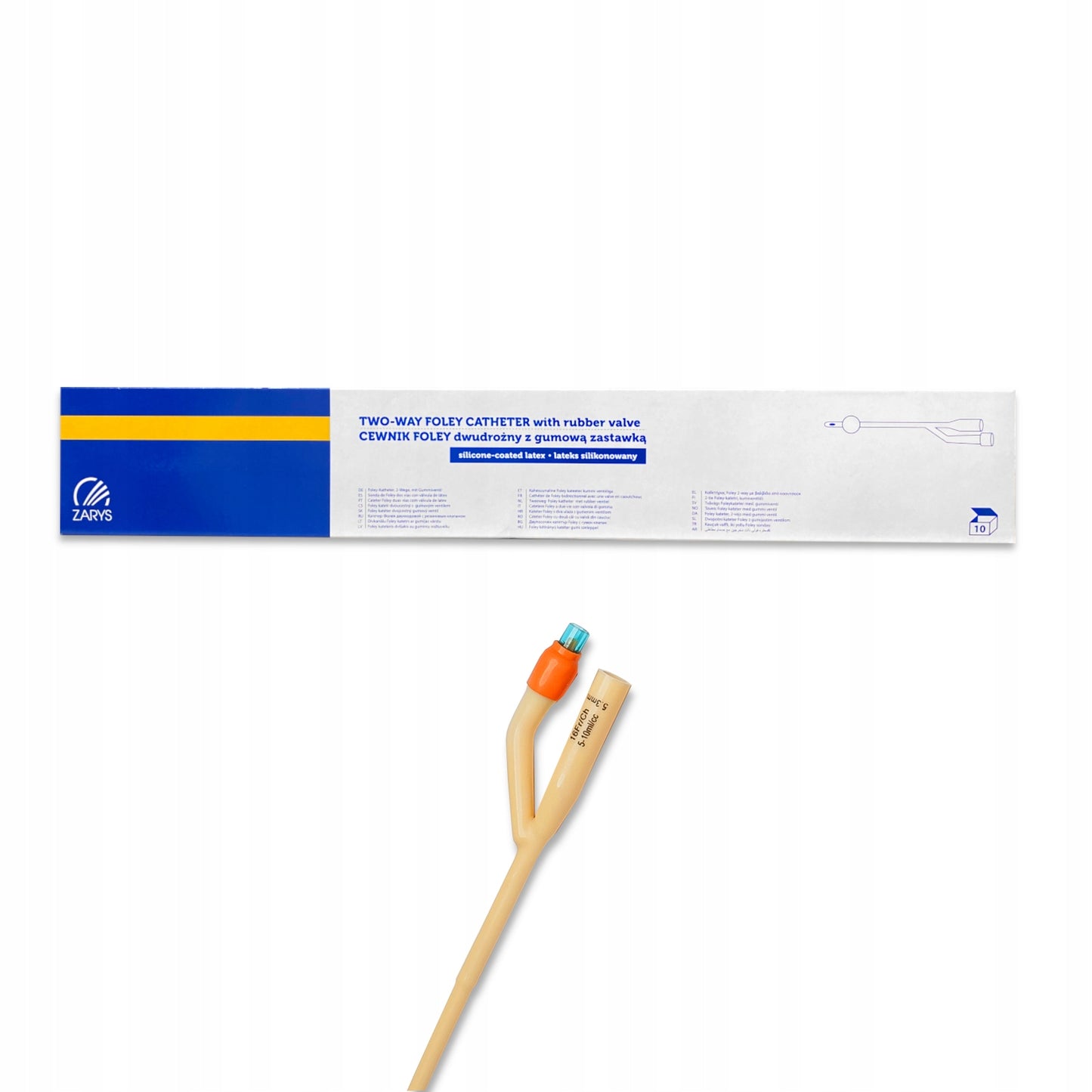 Sonde foley urinaire, 2 voies, avec valve en caoutchouc - 270 mm - 10 Pièces