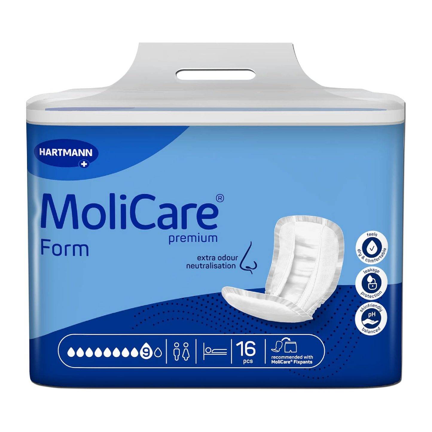 HARTMANN - MoliCare Premium Form - Protection anatomique 9 gouttes - Sachet de 16 pièces