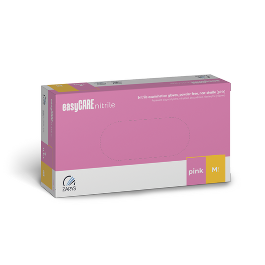 Gants nitriles roses - Non poudrés - Non stériles - Boite de 100 pièces