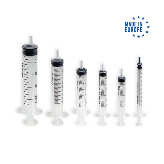 Chirana - Seringues 3 pièces - Luer - 1ml, 2ml, 3ml, 5ml, 10ml, 20ml, 30ml, 50ml- Fabriqués en Europe