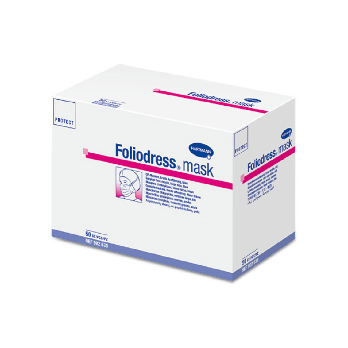 HARTMANN - Foliodress mask Protect Special avec lanières en tissu hypoallergénique, sans latex - Boite de 50 pièces