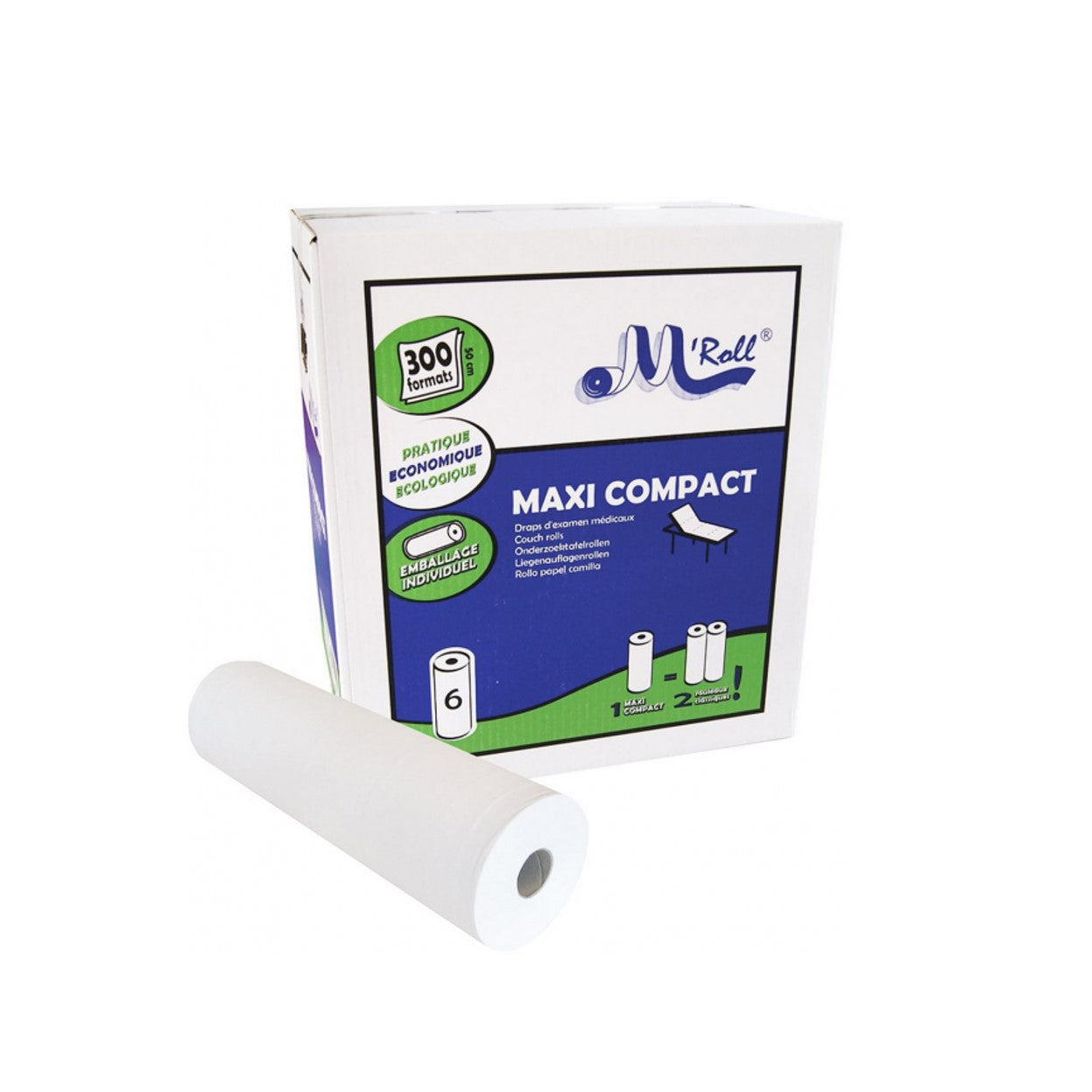 GH groupe - Drap d'Examen Médical - 300 Formats - 50 x 35 cm - Carton de 6 rouleaux