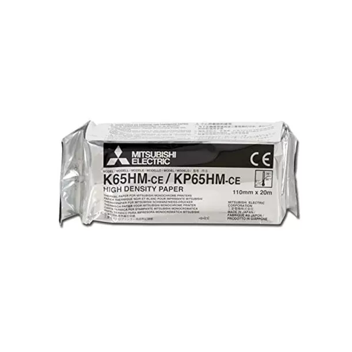 Papier thermique haute densité Mitsubishi K65HM - 110 mm X 20 m - 1 Boite de 4 rouleaux