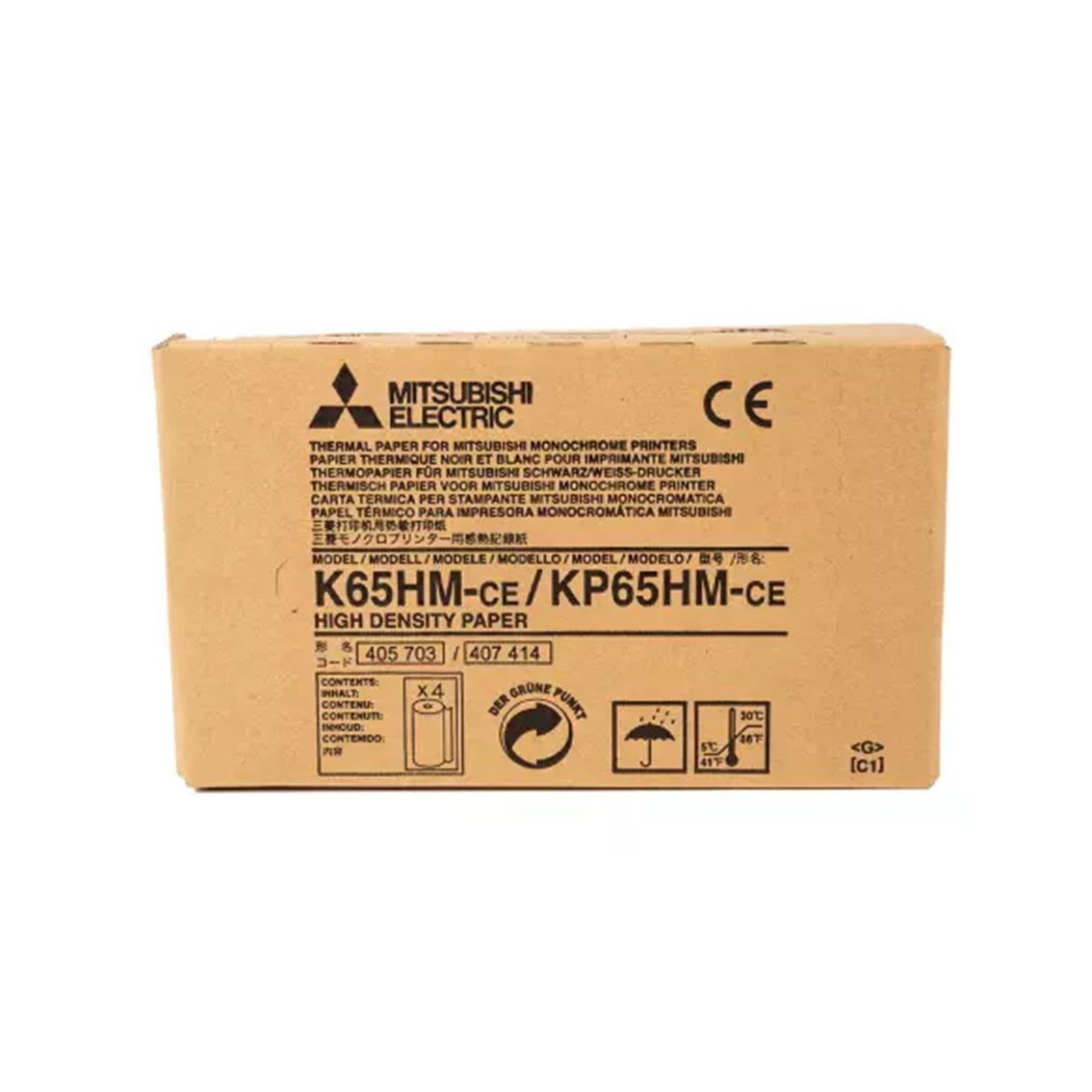 Papier thermique haute densité Mitsubishi K65HM - 110 mm X 20 m - 1 Boite de 4 rouleaux