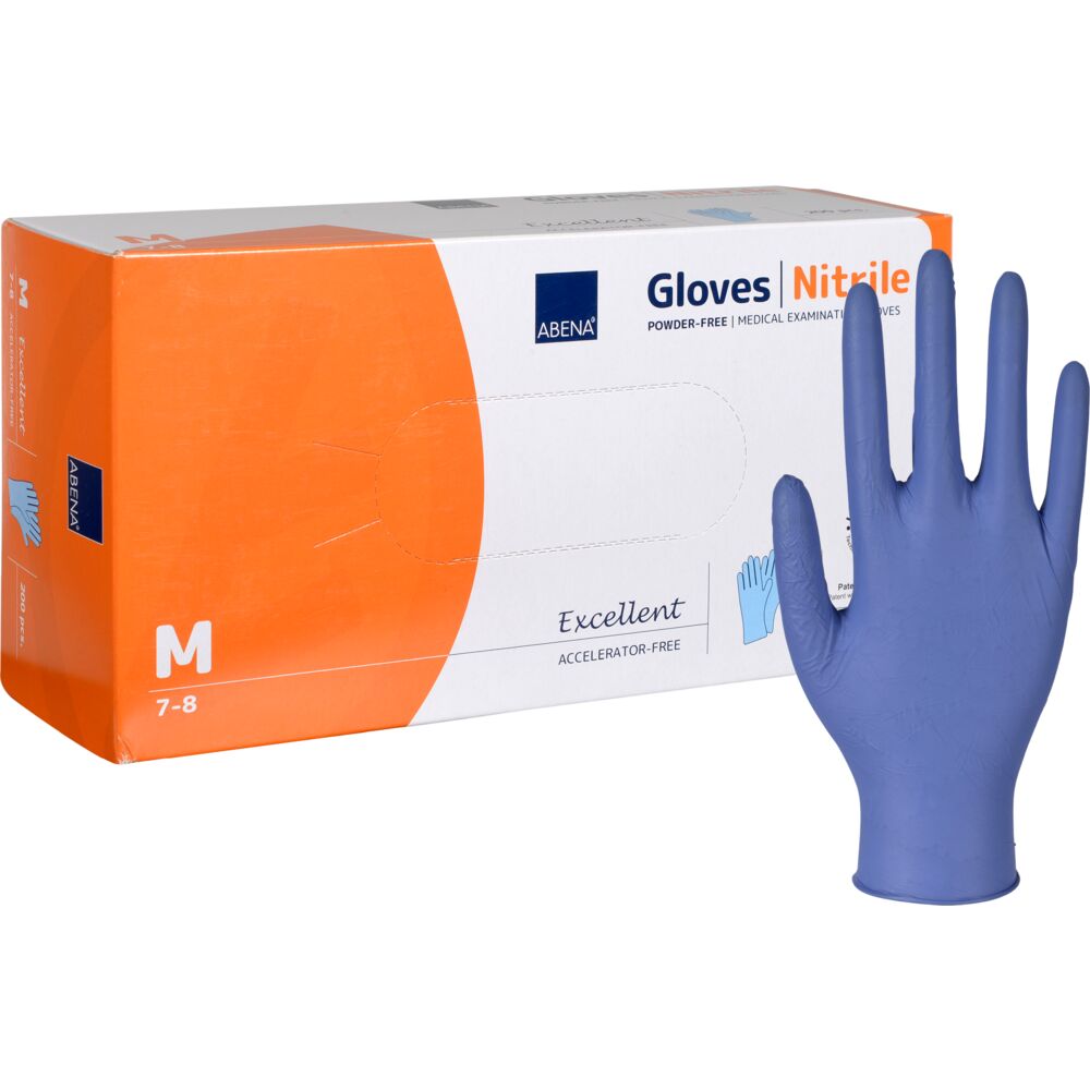 Abena - Gants d'examen Excellent, Nitrile, Non Poudré, Sans Accélérateur - Boite de 200