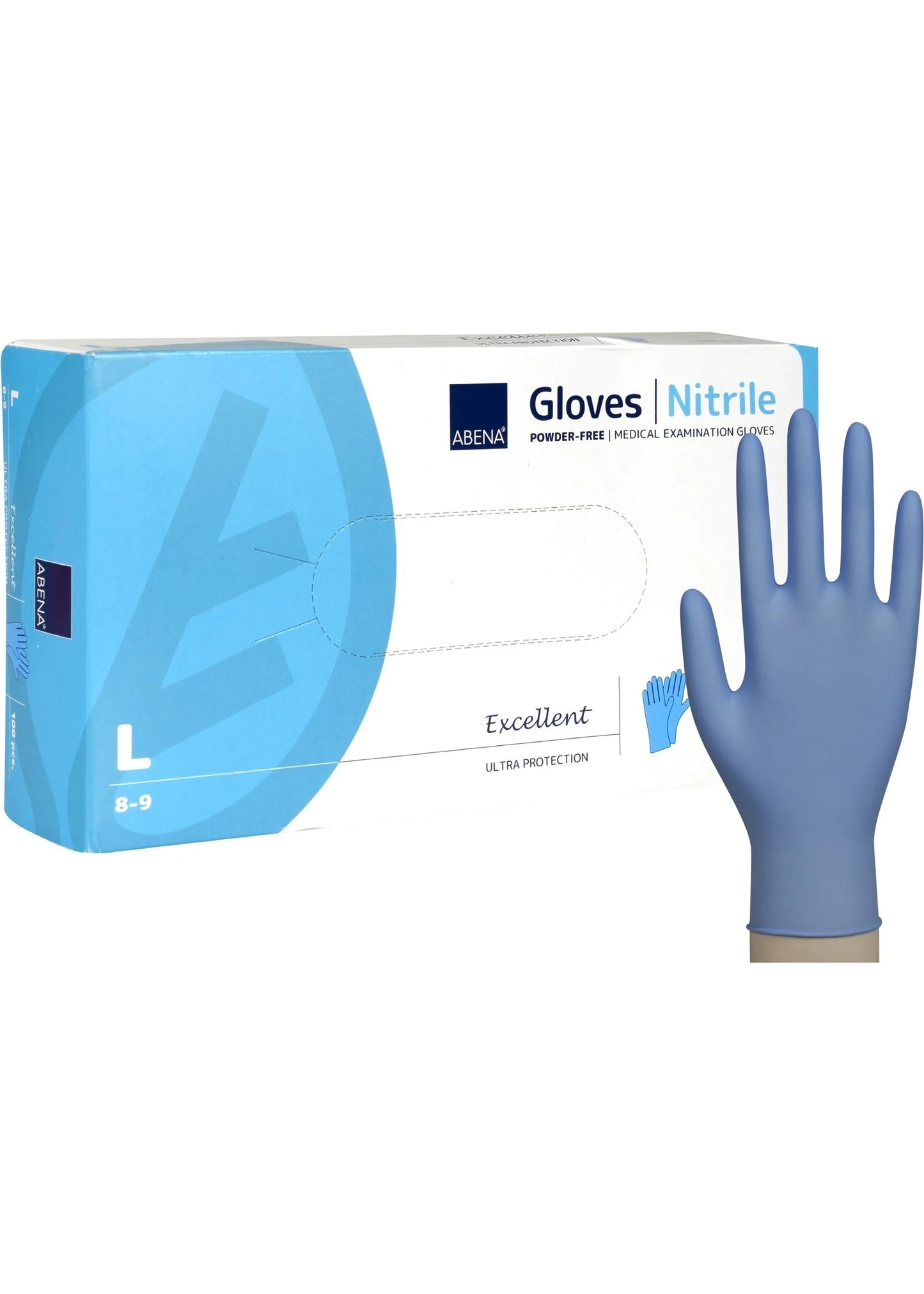 Abena - Gants d'examen nitrile en bleu non poudrés 240mm - Excellent