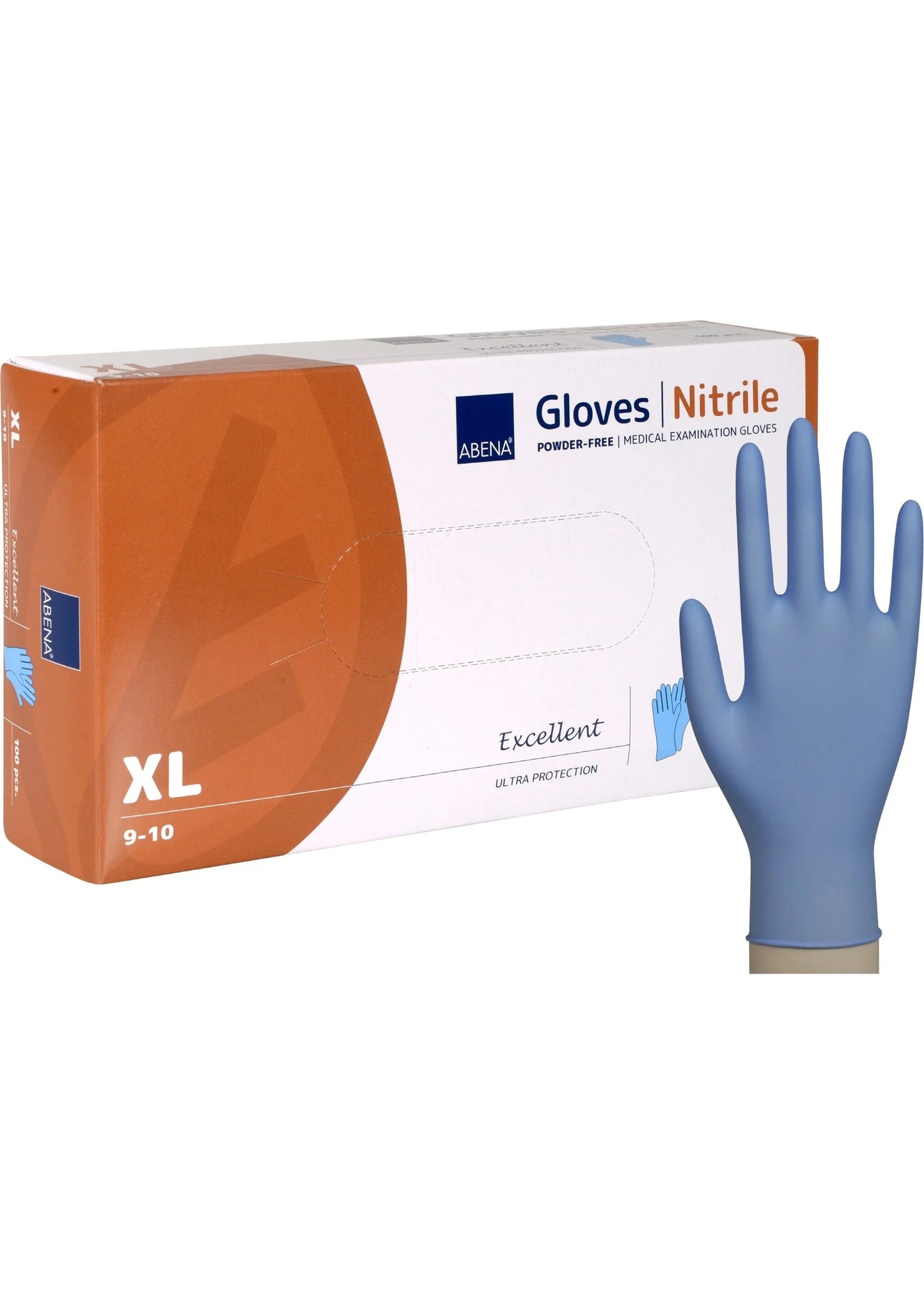 Abena - Gants d'examen nitrile en bleu non poudrés 240mm - Excellent