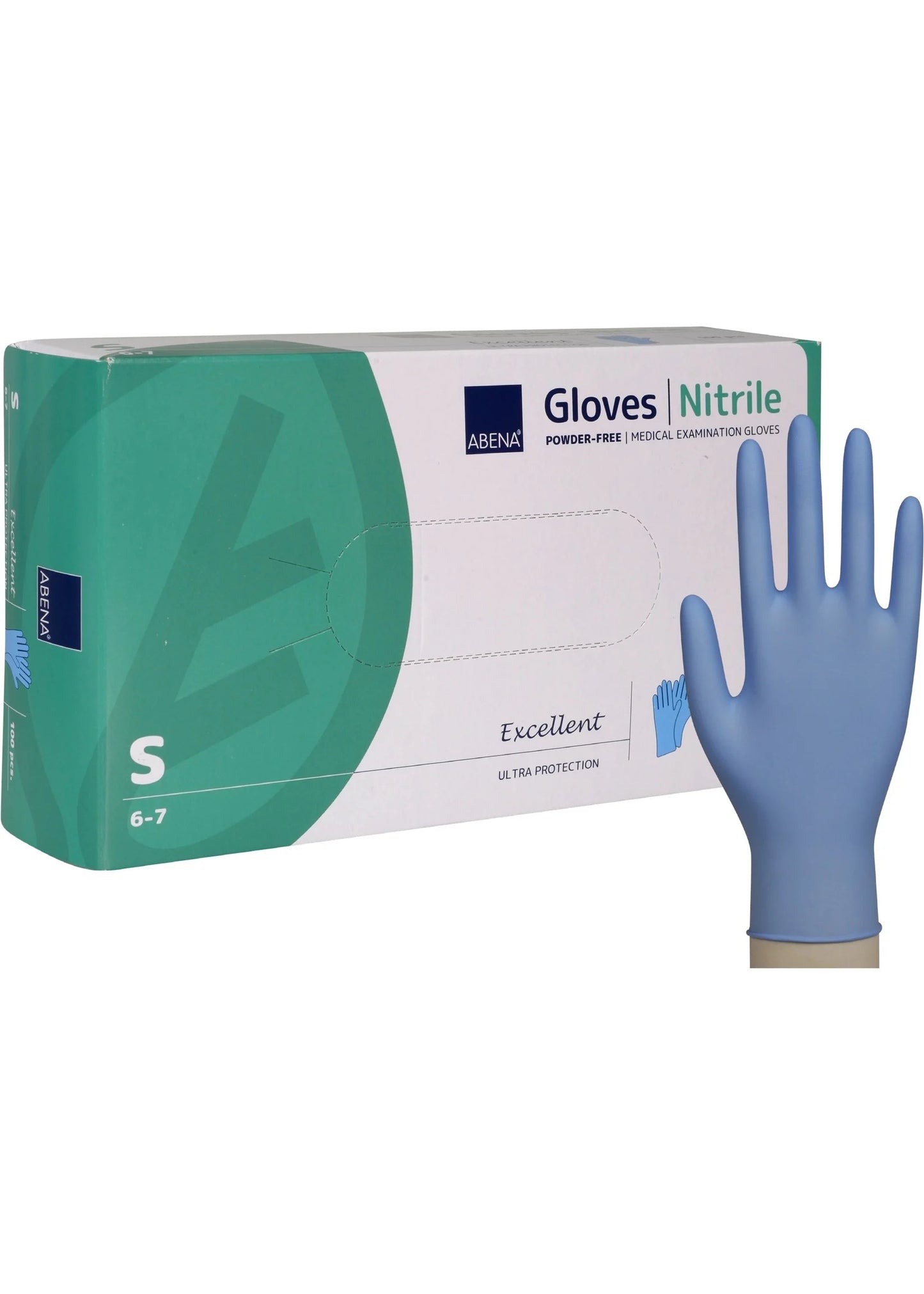Abena - Gants d'examen nitrile en bleu non poudrés 240mm - Excellent