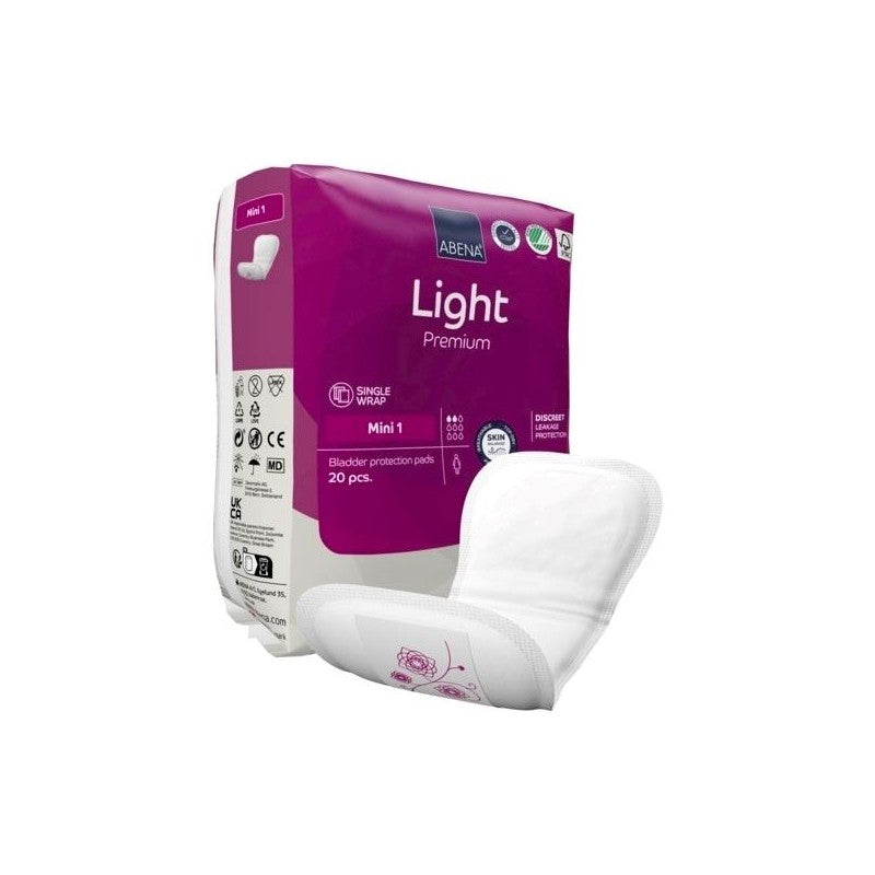 Abena - Protection urinaire anatomique Light Mini 1, Premium - Sachet de 20 pièces