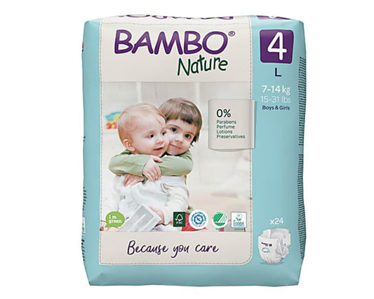 Bambo Nature - Couche bébé Taille 4 Maxi (7-14kg) - Sachet de 24 pièces