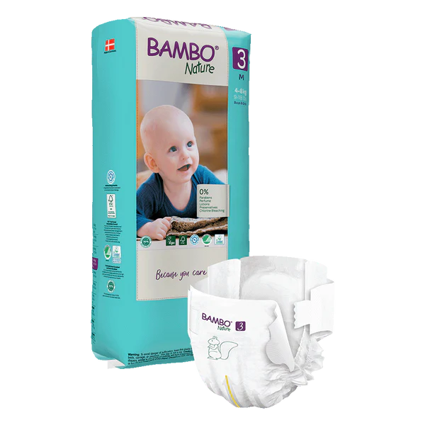 Bambo Nature - Couche bébé Taille 3 Midi paquet haut (4-8kg) - Sachet de 52 pièces