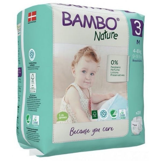 Bambo Nature - Couche bébé Taille 3 Midi (4-8kg) - Sachet de 28 pièces
