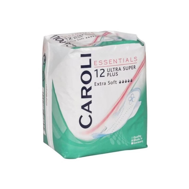 Caroli - Serviettes hygiéniques avec ailettes Ultra Super - Sachet de 12 pièces
