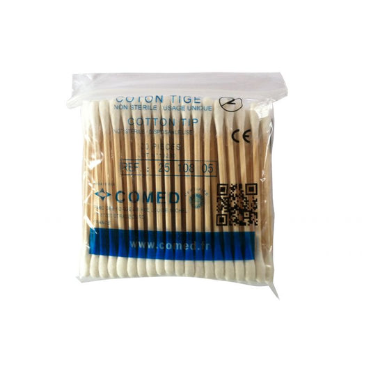 Comed - Coton-tiges Tige en bois de 7,5 cm - Sachet de 100 pièces