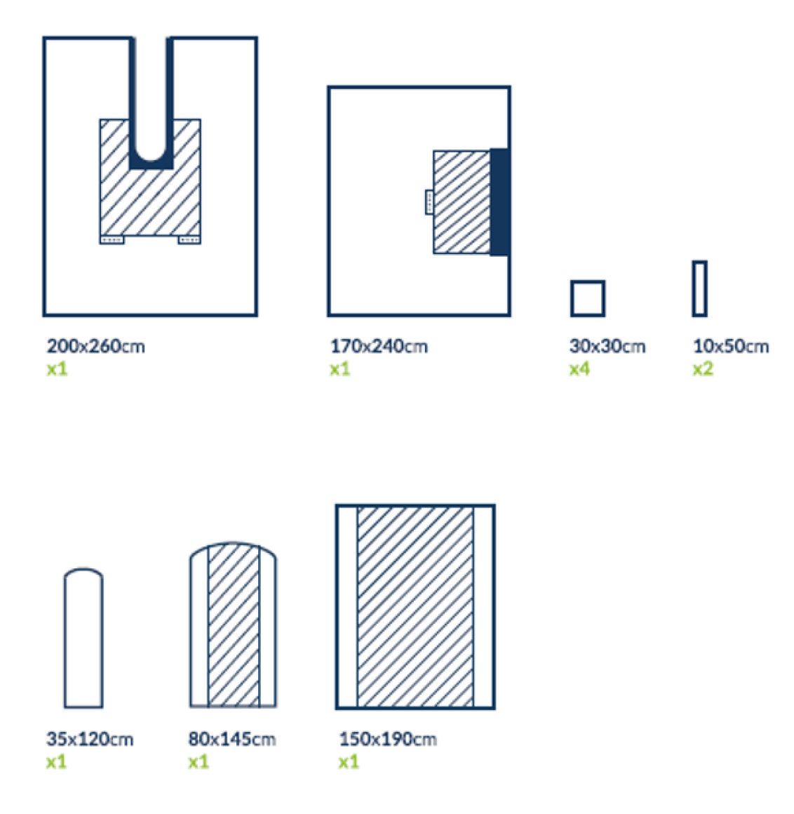 Set de Chirurgie de la hanche stérile avec champs U-split adhésif, champ renforcé, serviettes absorbantes, ruban OP, couvre membres, housse mayo et housse de table - 1set