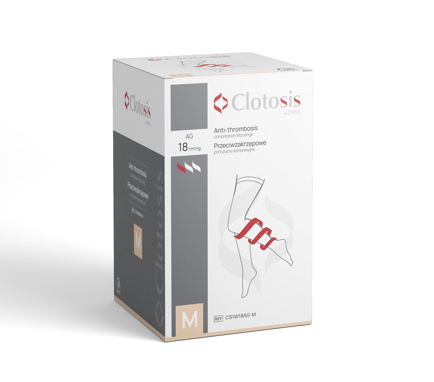 Zarys Bas de compression anti-thrombose Clotosis 18 AG r.M - 1pair - Boîte de 10 sachets de 2
