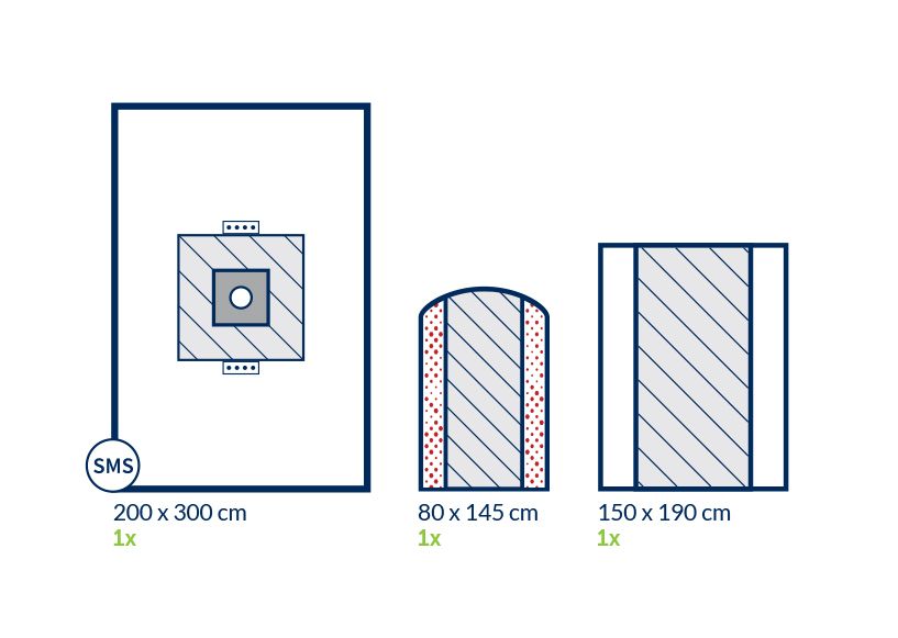 Set de Chirurgie des extrémités stérile comfort avec champ fenêtré élastique, housse mayo renforcée et housse de table - 1 set