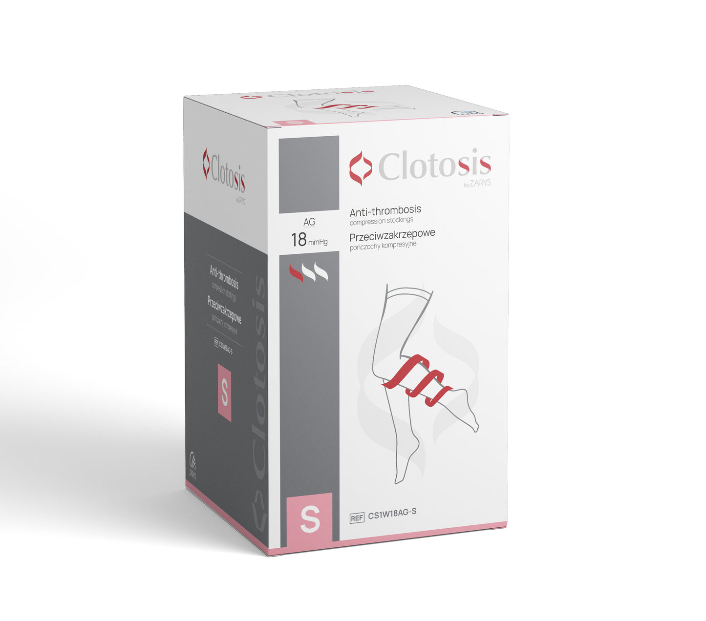 Zarys Bas de compression anti-thrombose Clotosis 18 AG r.S - 1pair - Boîte de 10 sachets de 2