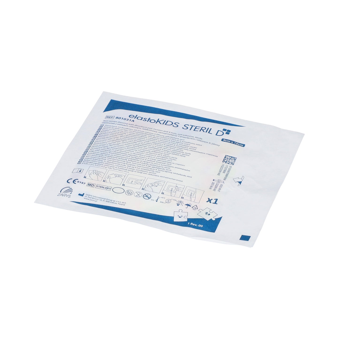 Zarys elastoKIDS STERIL D - Pansement enfant stérile 9 × 10 cm avec incision en X - Boîte de 30
