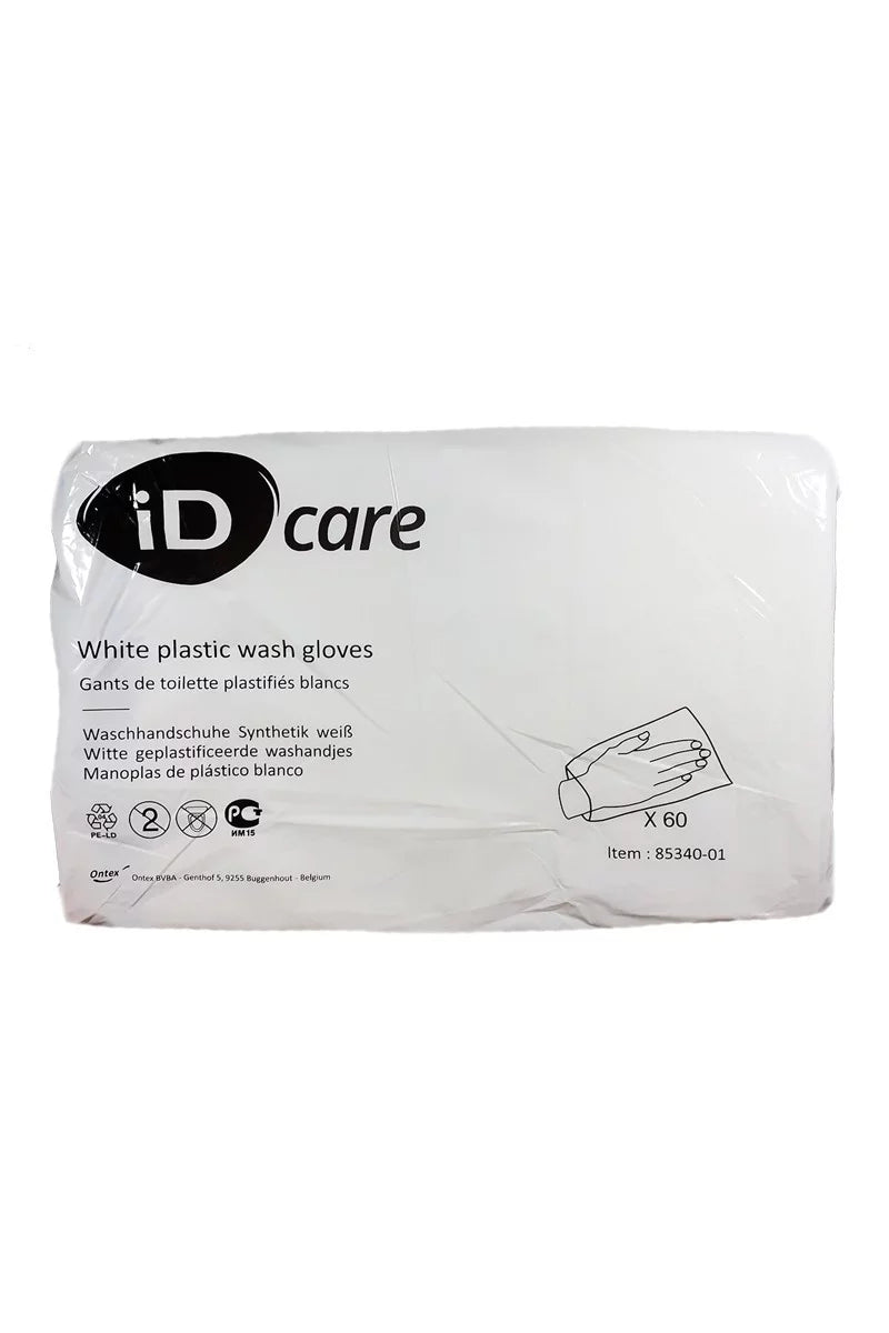Ontex - Gants de toilette plastifié imperméable 50g/m² Serenity Care - Sachet de 60 pièces