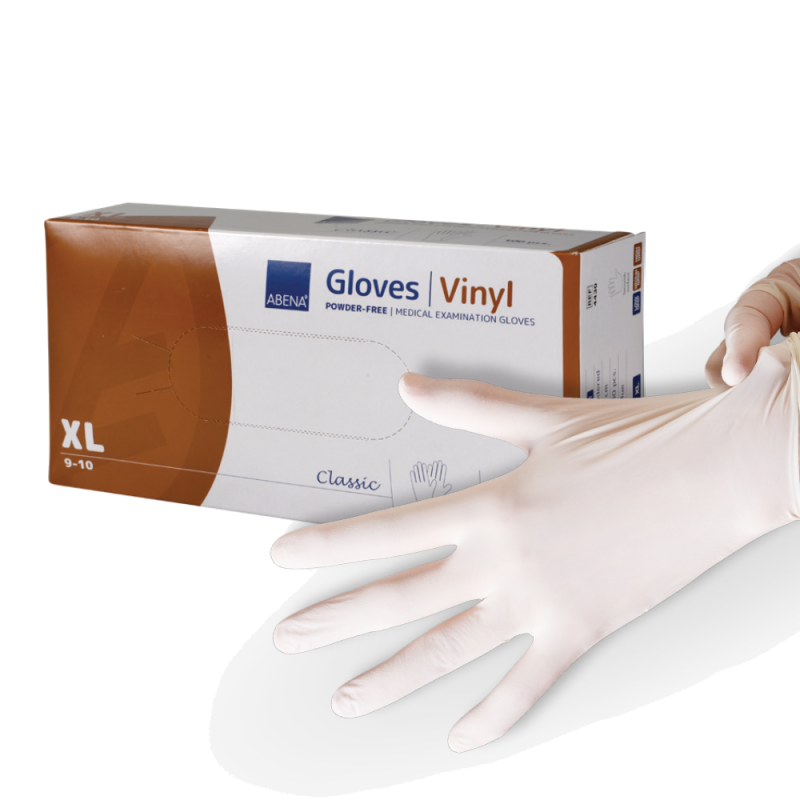 Abena - Gants d'examen vinyle non poudrés 240 mm transparents - Boite de 100 pièces