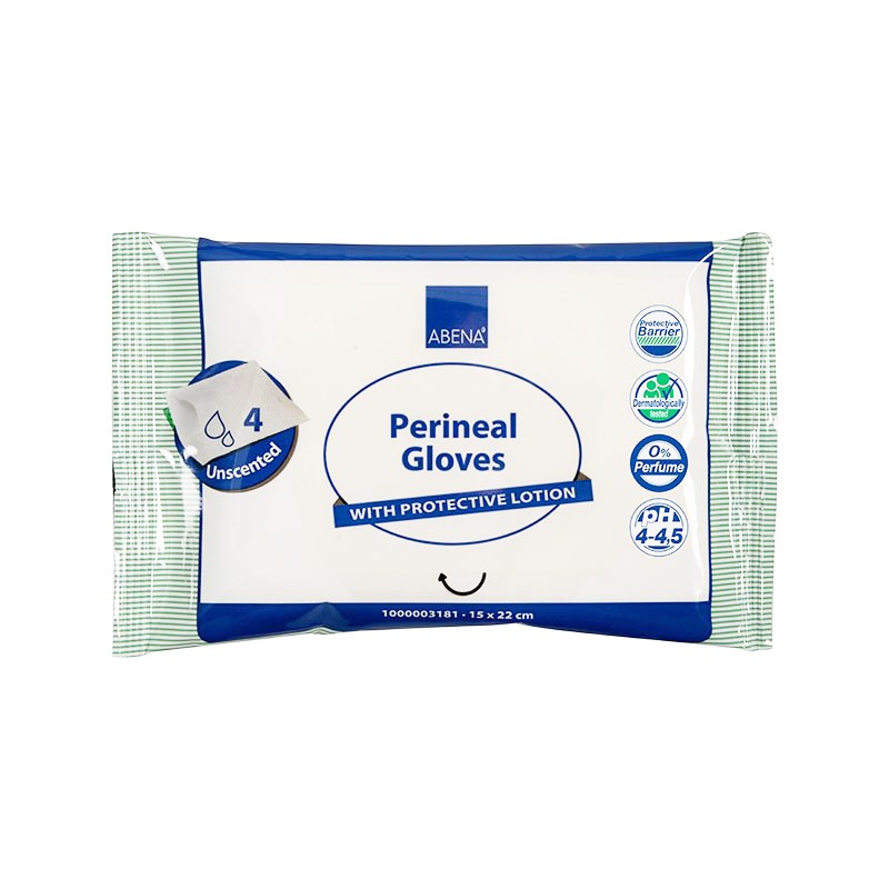 Abena - Gant de toilette imprégné zone périnéale - Sachet de 4 gants