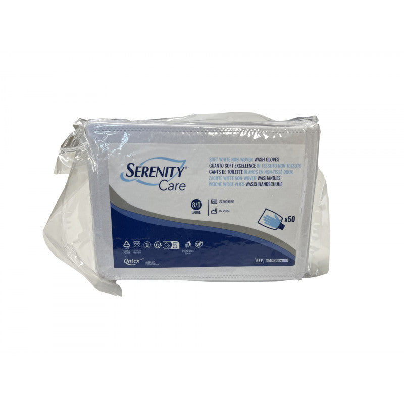 Ontex - Gants de toilette molletonné 75g/m² Serenity Care - Boite de 50 pièces