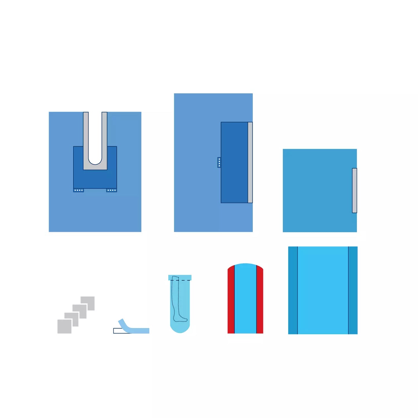 Set de chirurgie de la hanche avec champ U-split adhésif, champs renforcés, serviettes absorbantes, ruban OP, couvre-membres, housse mayo et housse de table - 1 set