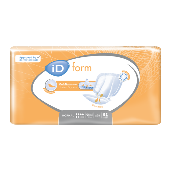 Ontex - Protection urinaire anatomique iD Form Normal - Carton de 3 sachets de 30 pièces